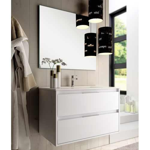 Meuble De Salle De Bain 100cm Simple Vasque - 2 Tiroirs - Iris - Blanc