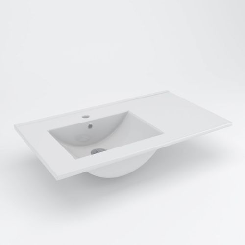 Meuble De Salle De Bain 80cm Vasque Déportée - Sans Miroir - Olympe - Ciment (gris)