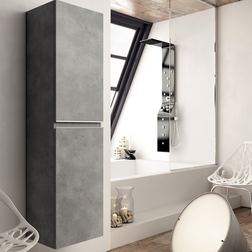 Ensemble Meuble De Salle De Bain 80cm Simple Vasque + Colonne De Rangement - Balea - Ciment (gris)