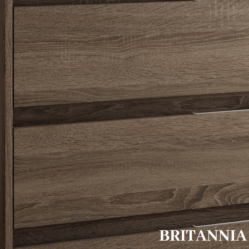 Meuble De Salle De Bain 120cm Double Vasque + Colonne De Rangement Iris - Britannia (chêne Foncé)