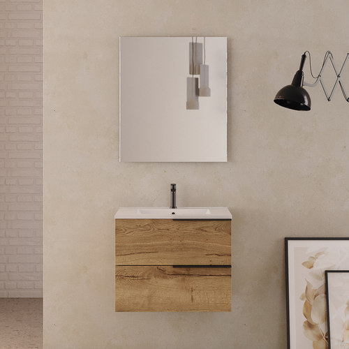 Meuble De Salle De Bain 60cm - 2 Tiroirs - Roble (chêne Clair) - King