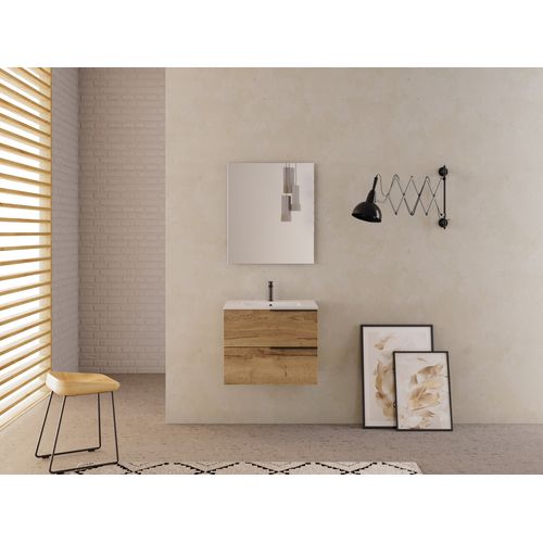 Meuble De Salle De Bain 60cm - 2 Tiroirs - Roble (chêne Clair) - King