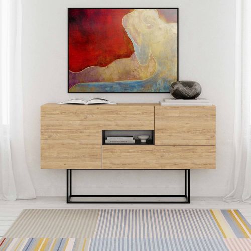 Buffet 2 Portes Avec Pieds En Métal L145 Cm - Beige