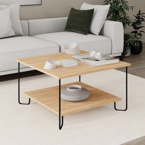 Table Basse Carrée Avec Pieds En Métal L80 Cm