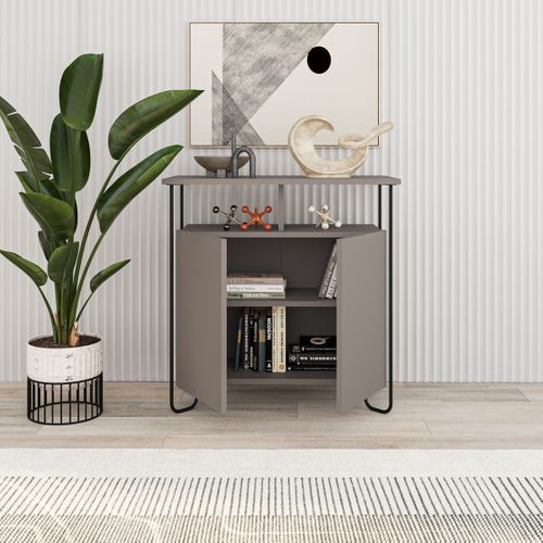 Buffet 2 Portes Avec Pieds En Métal L80 Cm