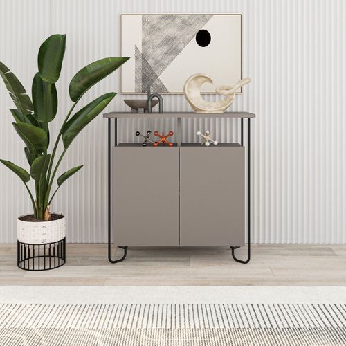 Buffet 2 Portes Avec Pieds En Métal L80 Cm