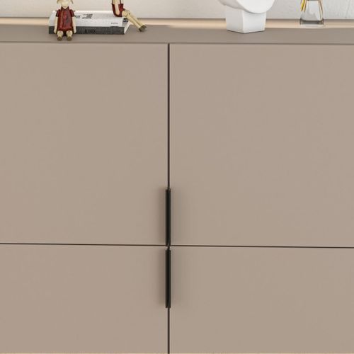 Petit Buffet 4 Portes Couleur Moka Et Pieds En Métal - L100 Cm