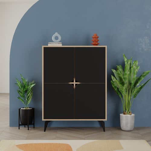 Buffet Haut 4 Portes Avec Pieds En Métal L90 Cm