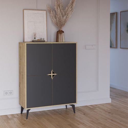 Buffet Haut 4 Portes Avec Pieds En Métal L90 Cm