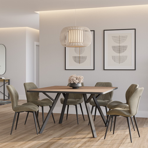 Lot De 4 Chaises En Tissu Avec Pieds En Métal Noir L47,5 Cm