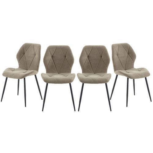 Lot De 4 Chaises En Tissu Avec Pieds En Métal Noir L47,5 Cm