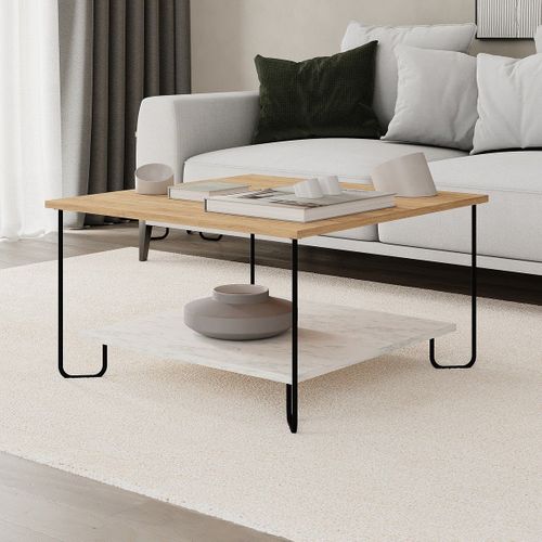 Table Basse Carrée Avec Pieds En Métal L80 Cm