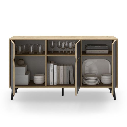 Buffet 3 Portes Avec Pieds En Métal L140 Cm