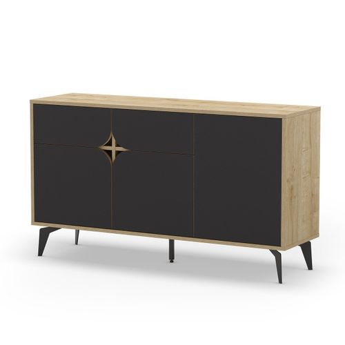 Buffet 3 Portes Avec Pieds En Métal L140 Cm