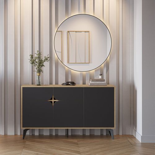Buffet 3 Portes Avec Pieds En Métal L140 Cm
