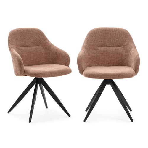 Lot De 2 Fauteuils Pivotants En Tissu Avec Pieds En Métal Noir