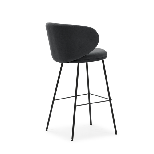 Lot De 2 Tabourets De Bar En Tissu Et Métal H65cm