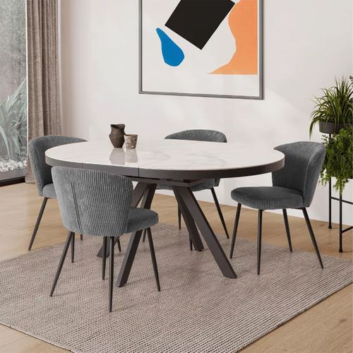 Lot De 4 Chaises En Tissu Avec Pieds En Métal L47 Cm