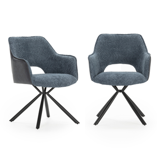 Lot De 2 Fauteuils En Tissu Avec Pieds En Métal Noir L62 Cm