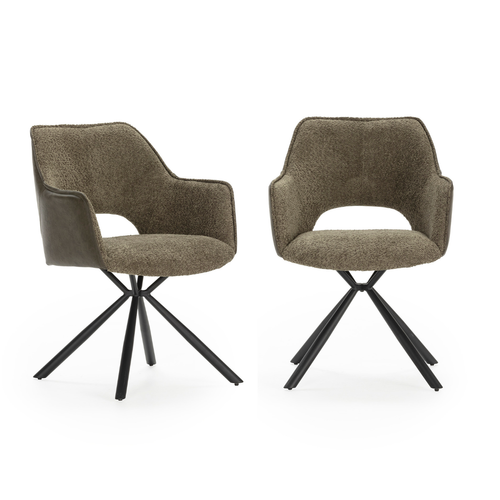 Lot De 2 Fauteuils En Tissu Avec Pieds En Métal Noir L62 Cm