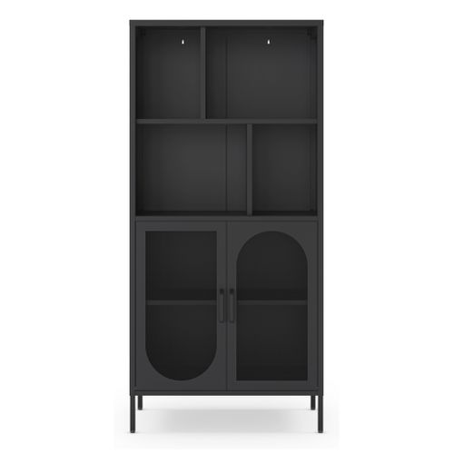 Bibliothèque métal 2 portes et 4 niches METALLO noir