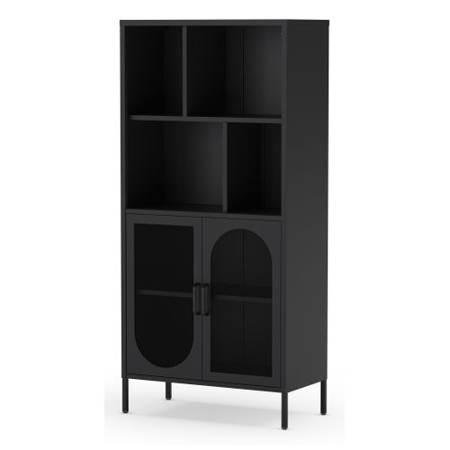 Bibliothèque métal 2 portes et 4 niches METALLO noir