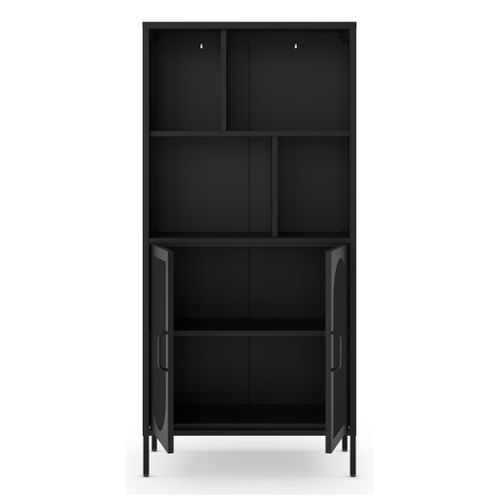 Bibliothèque métal 2 portes et 4 niches METALLO noir
