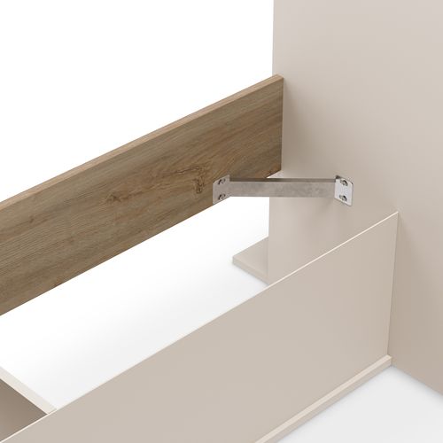 Lit 160x200 cm avec rangements ALBAN imitation sable/chêne