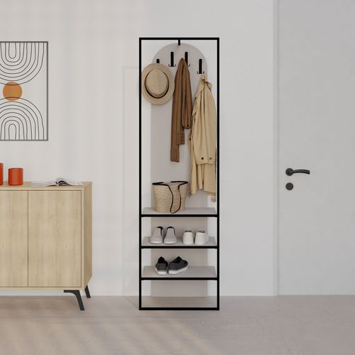 Meuble D'entrée 3 Étagères En Bois Et Métal H180cm