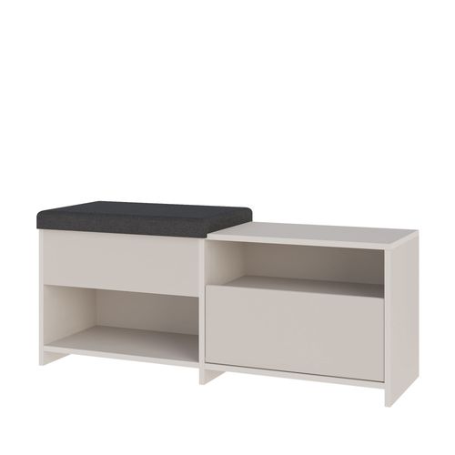 Banc D'entrée Avec Rangement à Chaussures 1 Porte En Bois Et Tissu L120cm