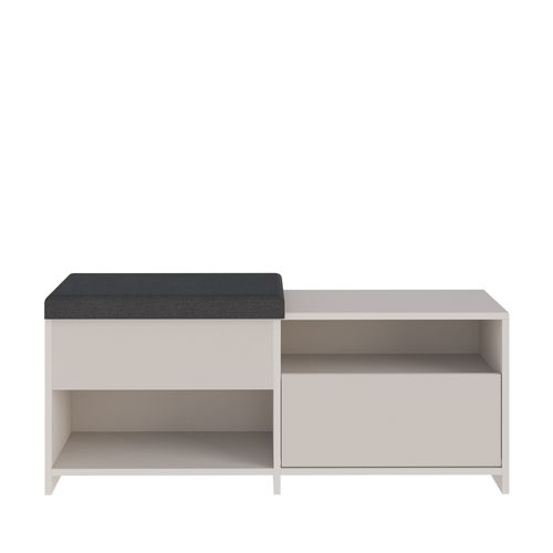 Banc D'entrée Avec Rangement à Chaussures 1 Porte En Bois Et Tissu L120cm