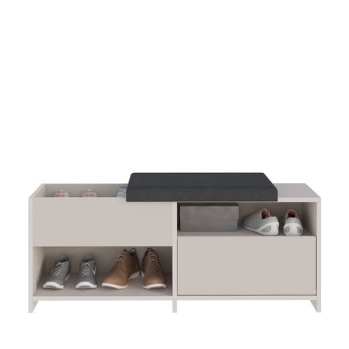 Banc D'entrée Avec Rangement à Chaussures 1 Porte En Bois Et Tissu L120cm