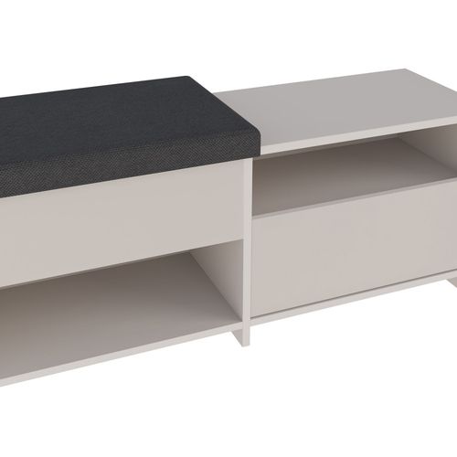 Banc D'entrée Avec Rangement à Chaussures 1 Porte En Bois Et Tissu L120cm