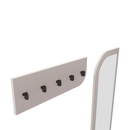 Meuble D'entrée 2 Portes Avec Miroir Et Portant En Bois Et Métal H172cm