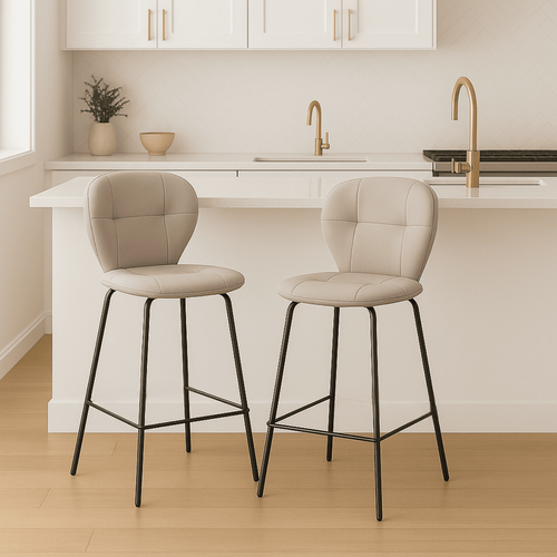 Lot De 2 Tabourets Avec Pieds En Métal Noir H67 Cm