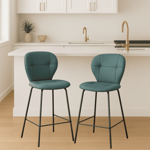 Lot De 2 Tabourets Avec Pieds En Métal Noir H67 Cm