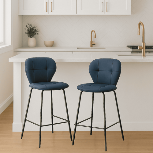 Lot De 2 Tabourets Avec Pieds En Métal Noir H67 Cm