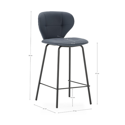 Lot De 2 Tabourets Avec Pieds En Métal Noir H67 Cm