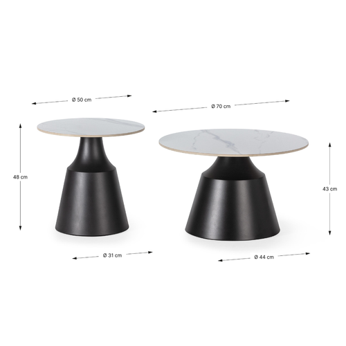Lot De 2 Tables Basse Rondes Blanc Brillant