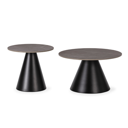 Lot De 2 Tables Basse Rondes Gris
