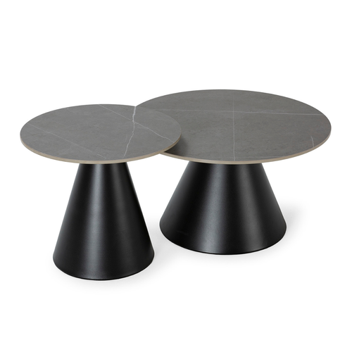 Lot De 2 Tables Basse Rondes Gris
