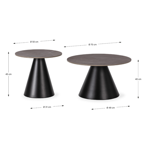 Lot De 2 Tables Basse Rondes Gris