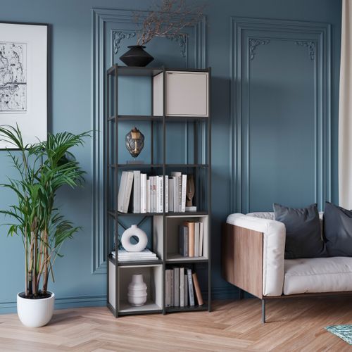 Bibliothèque avec cubes ALICE amovibles noir et beige