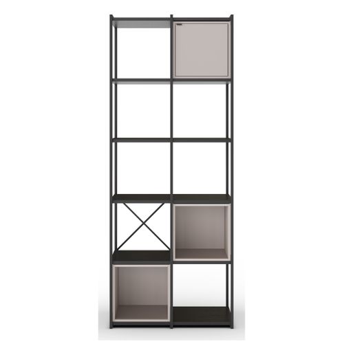 Bibliothèque avec cubes ALICE amovibles noir et beige