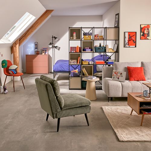 Bibliothèque avec cubes ALICE amovibles noir et beige