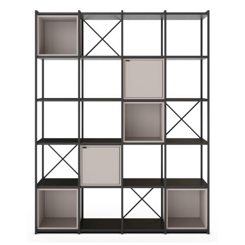 Bibliothèque avec cubes ALICE amovibles noir et beige