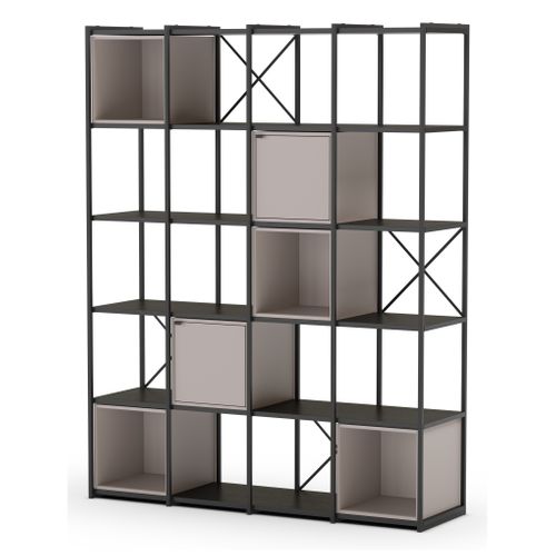 Bibliothèque avec cubes ALICE amovibles noir et beige