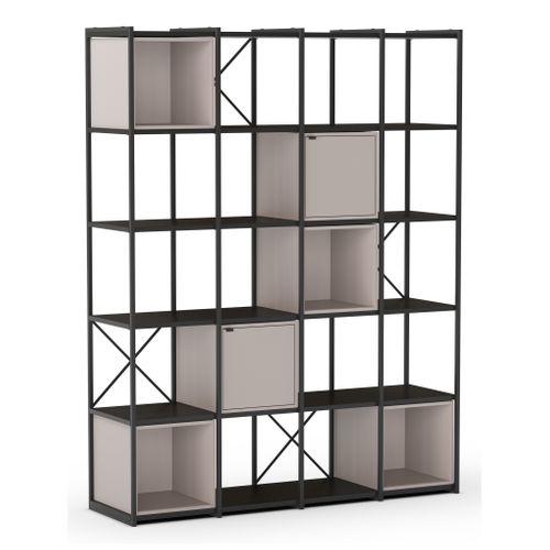 Bibliothèque avec cubes ALICE amovibles noir et beige