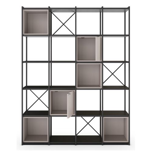 Bibliothèque avec cubes ALICE amovibles noir et beige