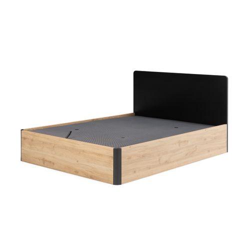 Lit coffre 160x200 cm BROOKLYN imitation chêne/noir